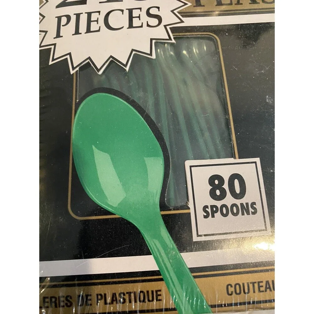 Plastic Cutlery 240 Pc. By Amscan Pine Green Washable Forks Spoons Knives- Party